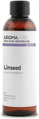 ORGÁNICO - Aceite Vegetal LINO - 100mL - 100% Puro, Natural, Prensado en Frío y Certificado Cosmos - AROMA LABS (Marca Francesa)  