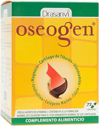 Oseogen - Articular | Complemento Alimenticio para CARTÍLAGO | DE TIBURÓN CARTÍLAGO | COLÁGENO MARINO HIDROLIZADO | MAGNESIO | CALCIO | GLUCOSAMINA y CONDROITINA | 72 Cápsulas  