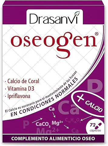 OSEOGEN Óseo con Calcio Coral, Ipriflavona, Magnesio y Vitamina D3| para Huesos | Cuatro Fuentes de Calcio: Carbonato, Citrato , Fosfato y Coral Extraído de Arrecifes y Conchas,72 Cápsulas= 24 Días  