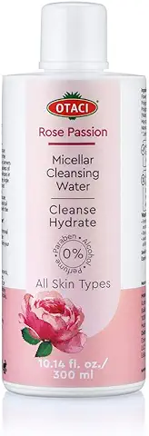 OTACI Desmaquillador de Agua de Limpieza Micelar Natural, Tónico Facial de Rosa de Damasco, Hidratante, Ingredientes Naturales, Naturalmente Vegano  