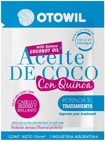 OTOWIL Otowil Aceite de Coco 10ml. El Aceite de coco de Otowil Hidrata el Cabello Seco. Con su Fórmula Natural deja el Cabello Sedoso, Fácil de Desenredar y Evita las Puntas Abiertas. 10 ml  