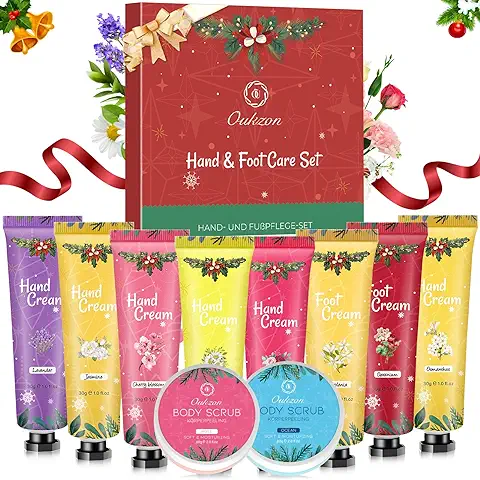 Oukzon Set de Cremas de Manos - 10 Pcs Premium Crema de Manos y Pies, Hidratación y Anti-Cracking para Manos Ásperas y Secas, Regalo para Mujer, Navidad, Acción de Gracias  