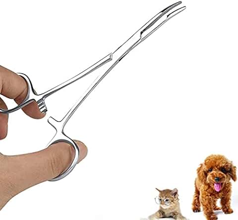 Oumefar Pinzas de Pelo de Oreja de Mascota de Acero Inoxidable Tijeras de Aseo del Hogar para Perros Limpieza de la Cara Clip Recto Rizador de Pelo para Tijeras de Adelgazamiento(Big)  