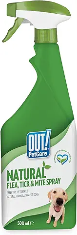 OUT! Spray Natural Contra Pulgas, Garrapatas y ácaros para Perros, 500 ml  