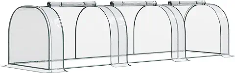 Outsunny Invernadero Caseta 350x100x80cm para Jardín Terraza Cultivo de Plantas Semilla Invernadero de Jardín Vivero Casero Tipo Túnel Marco Acero y PVC  