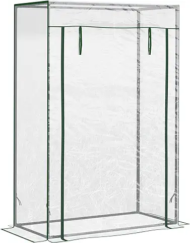 Outsunny Invernadero con Puerta Enrollable y Estructura de Acero Invernadero de Jardín Terraza Patio para Cultivo de Plantas 100x50x150 cm Transparente  