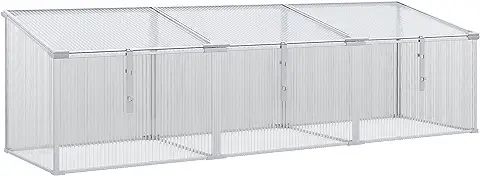 Outsunny Invernadero de Jardín de Policarbonato y Aluminio 180x51x51 cm Vivero Casero con 3 Techos Ajustables Protección UV30+ para Huerto Terraza Patio Transparente  
