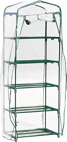 Outsunny Invernadero de Jardín Vertical 69x49x193cm con 5 Estantes Vivero Casero para Plantas y Cultivos con Cubierta Transparente PVC y Acero Verde  