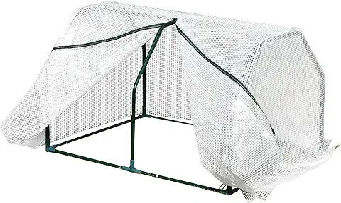 Outsunny Invernadero de Terraza 100x70x60 cm Vivero Casero Pequeño de Jardín con Cremallera para Cultivos Plantas Flores Marco de Acero Cubierta de PE Blanco  