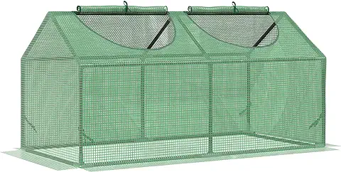 Outsunny Invernadero de Terraza 120x60x60 cm Caseta de Jardín Acero con 2 Ventanas Enrollables Vivero Casero para Cultivo de Plantas Verduras Flores Verde  
