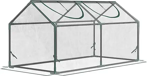 Outsunny Invernadero de Terraza Caseta de Jardín Acero con 2 Ventanas Enrollables Vivero Casero para Cultivo de Plantas Verduras Flores 120x60x60 cm Transparente  