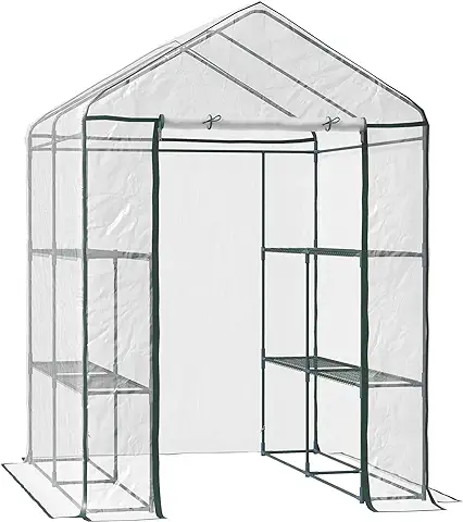 Outsunny Invernadero Transparente de Jardín Vivero Casero Plantas con 3 Pisos 143x143x195cm  