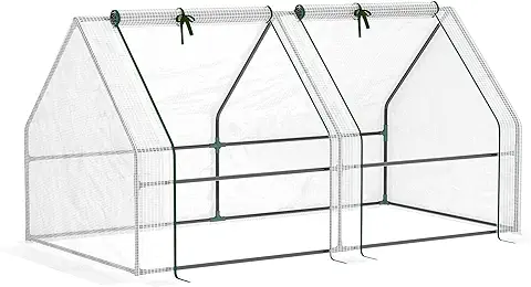 Outsunny Mini Invernadero de Jardín Terraza 180x90x90 cm Tipo Caseta Tubo de Acero con 2 Ventanas Enrollables Vivero Casero para Cultivo Plantas Verduras Blanco  