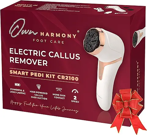 Own Harmony Lima Eléctrica Pies con Absorción de Vacío: Pedicura Profesional Cuidado de los Pies - Máquina Callos Recargable CR2100 - Mejor para Durezas Talones, Secos y Agrietados (3 Cabezales)  