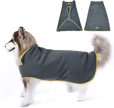 Ownpets Abrigo de Invierno para Perros de Razas Grandes, XXL, 5 Tallas Opcionales, Ropa para Perros, Chaleco de Forro Polar para Perros, Chaqueta Ajustable para Mascotas con Cintas Mágicas, Gris  