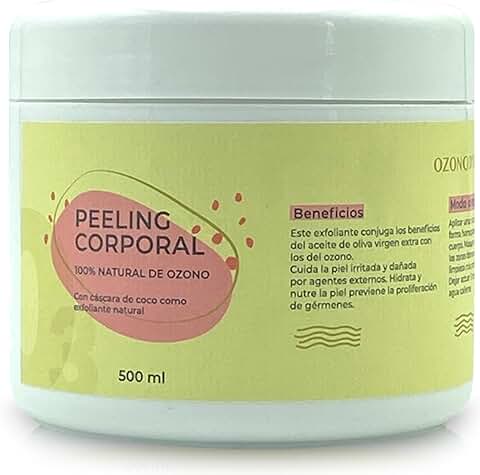 OZONO D'OR - Exfoliante Corporal con Ozono 100% Natural ECO., Trata la Piel Grasa Acné, Puntos Negros, Manchas, Poros Obstruidos | Peeling Corporal Elimina la Piel Muerta, Piel Sensible. 500 ml  