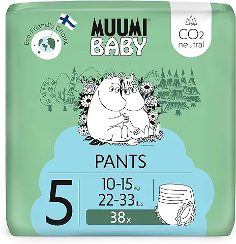 Pañales de Entrenamiento Ecológicos Muumi Baby, Talla 5, 10-15 KG, 40 Pañales Braguita Premium | Suaves y Agradables para la Piel, sin Productos Químicos Innecesarios |  