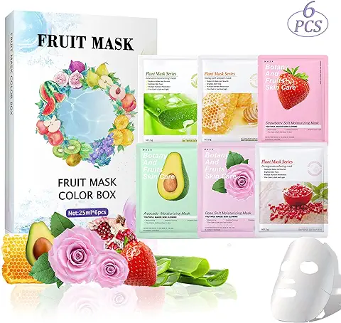 Pack de 6 Mascarilla Facial Hidratante Probuk Facial Sheet Mask, Mascarilla de Hoja Facial, Daily Care Mascarilla Facial para Todo Tipo de Pieles Hidrata, Regenera y Nutre en Profundidad  