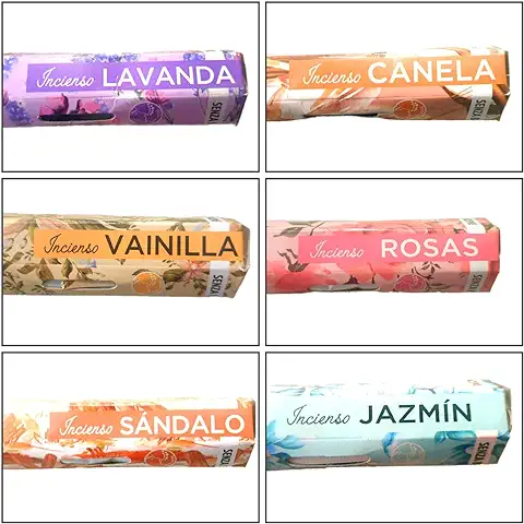 Pack Incienso. 120 Varillas. 6 Aromas Diferentes. Ambientadores de Hogar con Aceites Naturales  