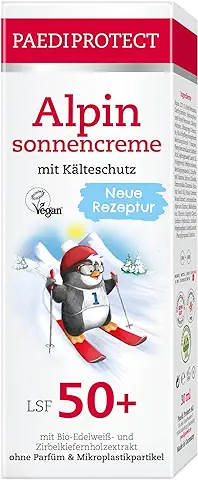 PAEDIPROTECT Crema Solar Alpina para Niños y Adultos 30 ml FPS 50+, Crema Solar Facial Ideal para el Invierno, Protección Solar con Aceite de Jojoba, Antimanchas, sin Perfume y sin Microplásticos  