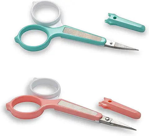 PAFASON 3.5 '' Tijeras de Cejas de Acero Inoxidable Juego de Tijeras de Pestañas con Cubierta de Seguridad para  
