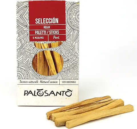 PALOSANTO - Incienso Palo Santo Seleccion - 5 Palitos - Madera Sagrada Bursera Graveolens de Perú - Aroma Intenso y Dulce - Producido de Forma Etica y Sostenible  