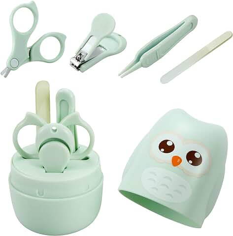 PandaEar Kit de Cuidado de Manicura y Pedicura para Uñas de Bebé (paquete de 4) | Clippers Tijeras Lima Pinzas | Niños Recién Nacidos |Azul|  