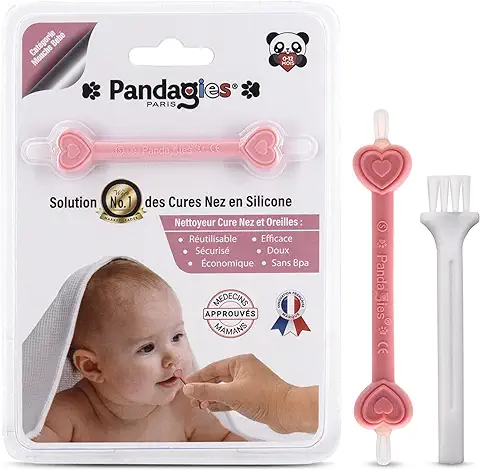 Pandagies Paris - Limpiador de Nariz y Oídos 0-12 Meses - Aspirador Nasal Compatible - Limpiador de Nariz-Suero Fisiológico-Limpiador de Nariz-Limpiador de Oídos  