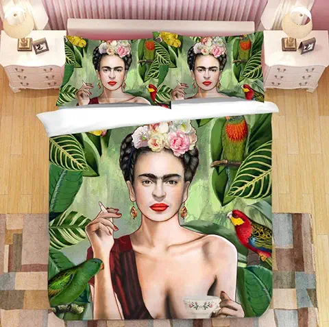 PANDAWDD Juego De Ropa De Cama De 3 Piezas,Autorretrato Frida/180X220cm Estampado Juego De Cama 3 Piezas Funda Hipoalergénica De Tejido De Microfibra para Niños Adolescentes  