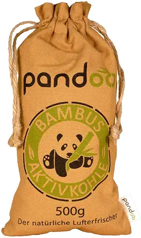Pandoo 1 x 500g Ambientador de Bambú Natural con Carbón Activado - Purificador de Aire, Deshumidificador, Utilizable por 2 Años, Libre de Química y Contaminantes y 100% Biodegradable  
