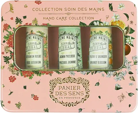 Panier des Sens - Caja Regalo para Mujer - Trío de Cremas de Manos Hidratantes de Azahar, Jazmín & Geranio – Ideas Regalos Mujer - Caja de Cuidado para Manos con 96% de Ingredientes Naturales - 3x30ml  