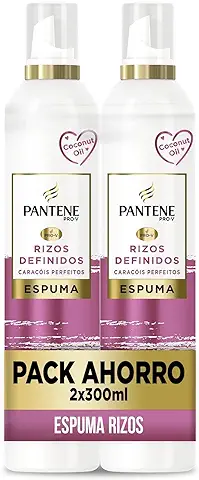 Pantene Pro-V Espuma Rizos Perfectos Nutritiva y Protectora del Calor, con Aceite de Coco, 2x300 ml  