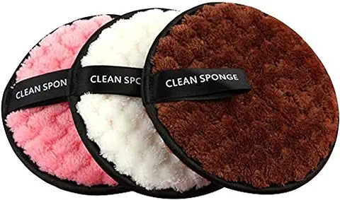 Paño Desmaquillador, 3 Piezas de Esponja de Limpieza Facial Reutilizable y Lavable, Almohadillas de Microfibra Suave de Doble cara sin Químicos para Quitar, Instantáneamente con solo agua  