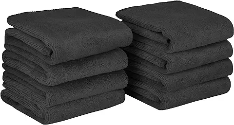Paños de Microfibra para la Cara, Desmaquillantes, Paños de Secado Facial, Toallas de Limpieza Facial, Súper Suaves, 30 cm x 30 cm, Paquete de 8, Color Negro  