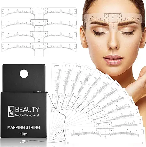 Paquete de 100 Reglas para Cejas con 1 caja de 10 m de Tinta de Mapeo de Cejas Premium para Microblading  
