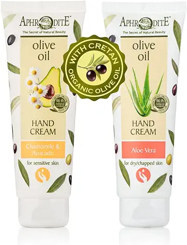 Paquete de Cuidado de Manos Aphrodite. Set de Regalo de 2 Piezas de Crema. Incluye Crema de Manos con Aguacate y Manzanilla (75 ml) y Crema de Manos con aloe vera (75 Ml)…  