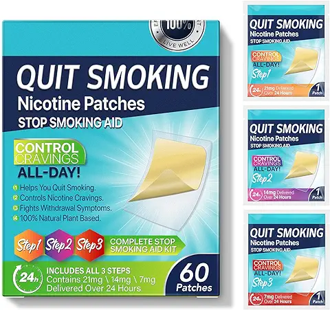 Parche de Terapia Stop Aid, Almohadillas Quit Aid 3 en 1, Parche de 24 Horas CONTROL TODO EL DÍA: Paquete de 60, Alivio Rápido y Efectivo, Reconectando su Cerebro para que Nunca Vuelva a Desear  
