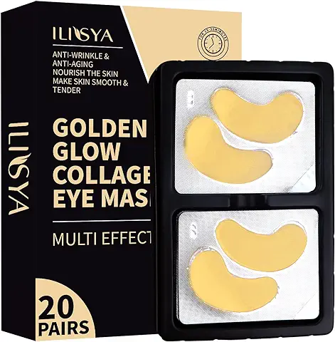 Parches de Colágeno Dorado Debajo de los ojos Multiefectos Máscara de ojos Antiarrugas Parche Ocular Antienvejecimiento para Líneas Finas Nutritivo Almohadillas para Ojos-20 Pares  