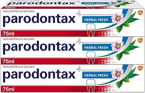Parodontax, Herbal Fresh, Pasta de Dientes, Ayuda a Detener y Prevenir el Sangrado de Encías, Sabor Eucalipto y Menta, Pack 3x75 ml  