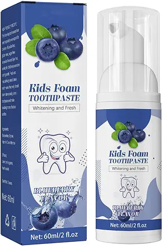 Pasta de Dientes de Espuma para Niños, Fórmula Natural sin Fluoruro con Sabor a Fresa, para Cepillo de Dientes en Forma de U, Adecuado para la Limpieza oral y la Prevención de la Cavidad, 60 ml  