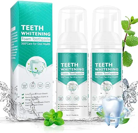 Pasta de Dientes de Espuma, Pasta de Dientes sin Flúor, Pasta de Dientes de Espuma, Pasta de Dientes de Cuidado Oral, Enjuague Bucal de Reemplazo, 60 ml (2)  