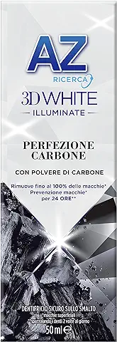 Pasta Dentífrica AZ 3D White Perfección Carbón con Acción Blanqueante Dientes Profesional, para una Limpieza Profunda y un Blanco Brillante, Elimina Hasta el 100% de las Manchas, 1 Paquete de 50 ml  