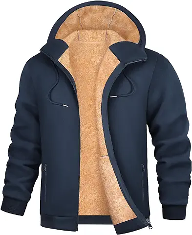 PASUDA Sudadera con Capucha Hombre con Forro Polar Invierno Chaqueta Sudadera de Cremallera Completa Cómoda Manga Larga Informal Cálido Hoodie Abrigo con Bolsillo  