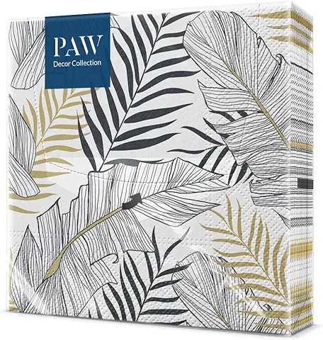 PAW - Servilletas Papel 3 Capas (33 x 33 cm) I 20 Unidades I Servilletas con Diseño de Naturaleza I Servilletas Papel Decoradas para Cumpleaños, Fiesta, Decoupage I Color: Exotic Leaves  