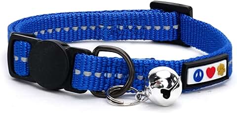 Pawtitas Collar para Gato Reciclable de Botellas de Plastico con Cascabel Removible y Cierre Seguridad para Sus Mascotas | Collar de Gato Reflectante con Hebilla de Seguridad - Collar Azul Oceano  