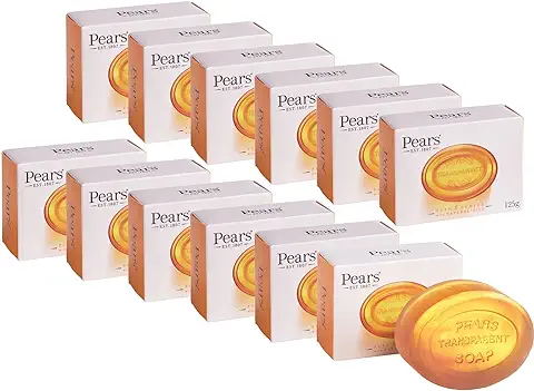Pears Pure & Gentle Pastilla de Jabón Transparente con Aceites Naturales 125g (12 Pack)  
