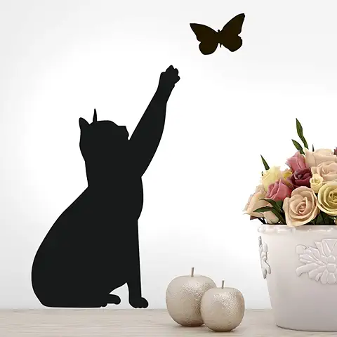 Pegatina de Pared de gato con Diseño de Mariposa, para Decoración de Cocina, Dormitorio, Decoración de Hogar, Mural de Transferencia de Gatos, Traslados de sala de Estar, Carteles Extraíbles  