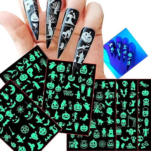 Pegatinas de Uñas 3D de Halloween, Gritos Autoadhesivos, Telarañas Brillantes, Calabazas, Esqueletos, Murciélagos, Fantasmas, Uñas de Bruja, Pegatinas de Arte, Accesorios de Diseño de Uñas Decorativas  