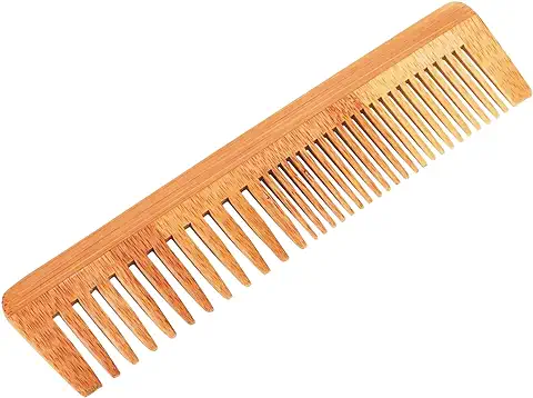 Peine de Bambú con Púas Finas y Gruesas - No Aceitado, Natural, Suave y Antiestático - Para Cabello y Barba - Para Mujeres y Hombres - Ideal para Peluqueros - Para Cabello Corto y Largo 17 cm  