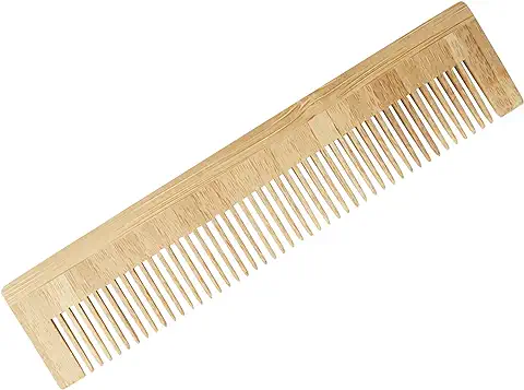 Peine de Bambú Natural y Antiestático sin Engrasar - Para el Cabello y la Barba - Para Hombres y Mujeres - Ideal para Peluqueros - Para Cabello Corto y Largo - Dientes Finos y Acabado Suave -13 cm  